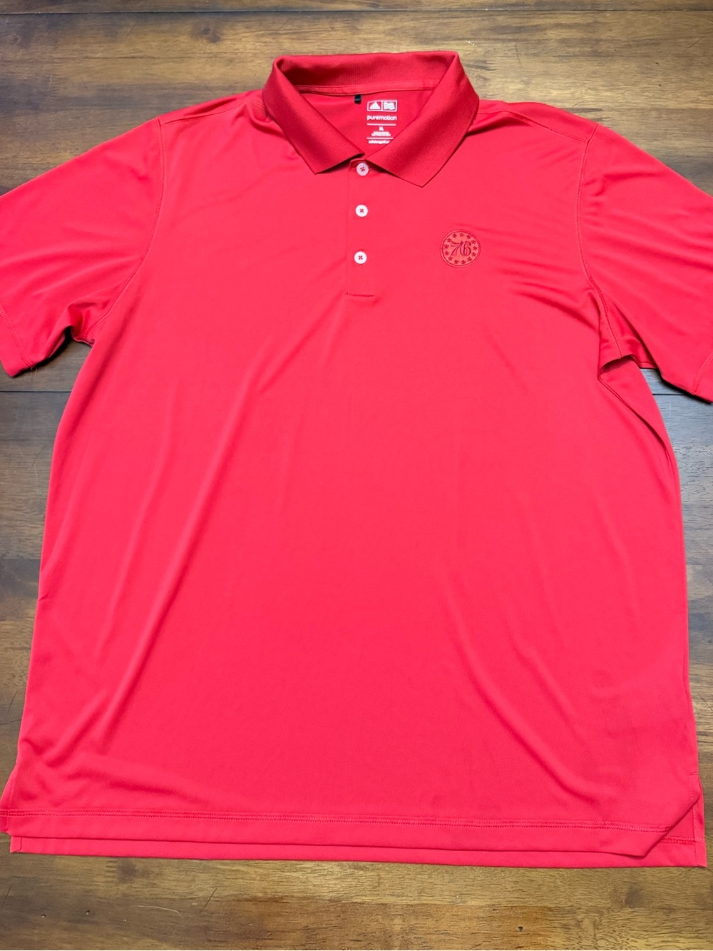 76ers adidas Men’s Red Short-Sleeve Golf Polo